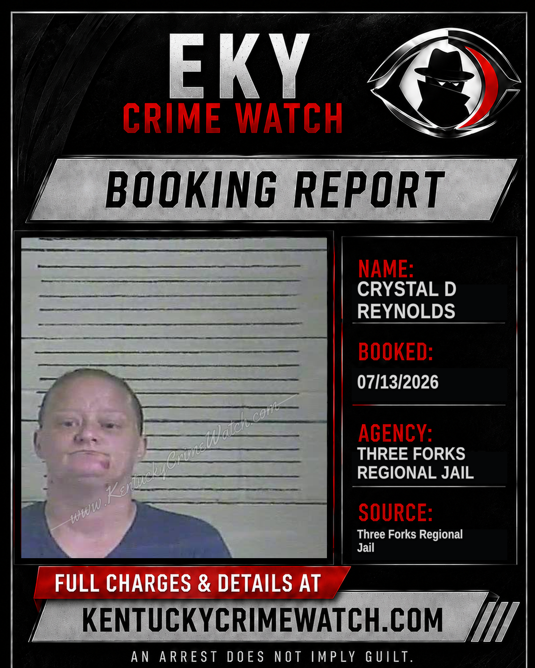 Crystal D Reynolds booking report card