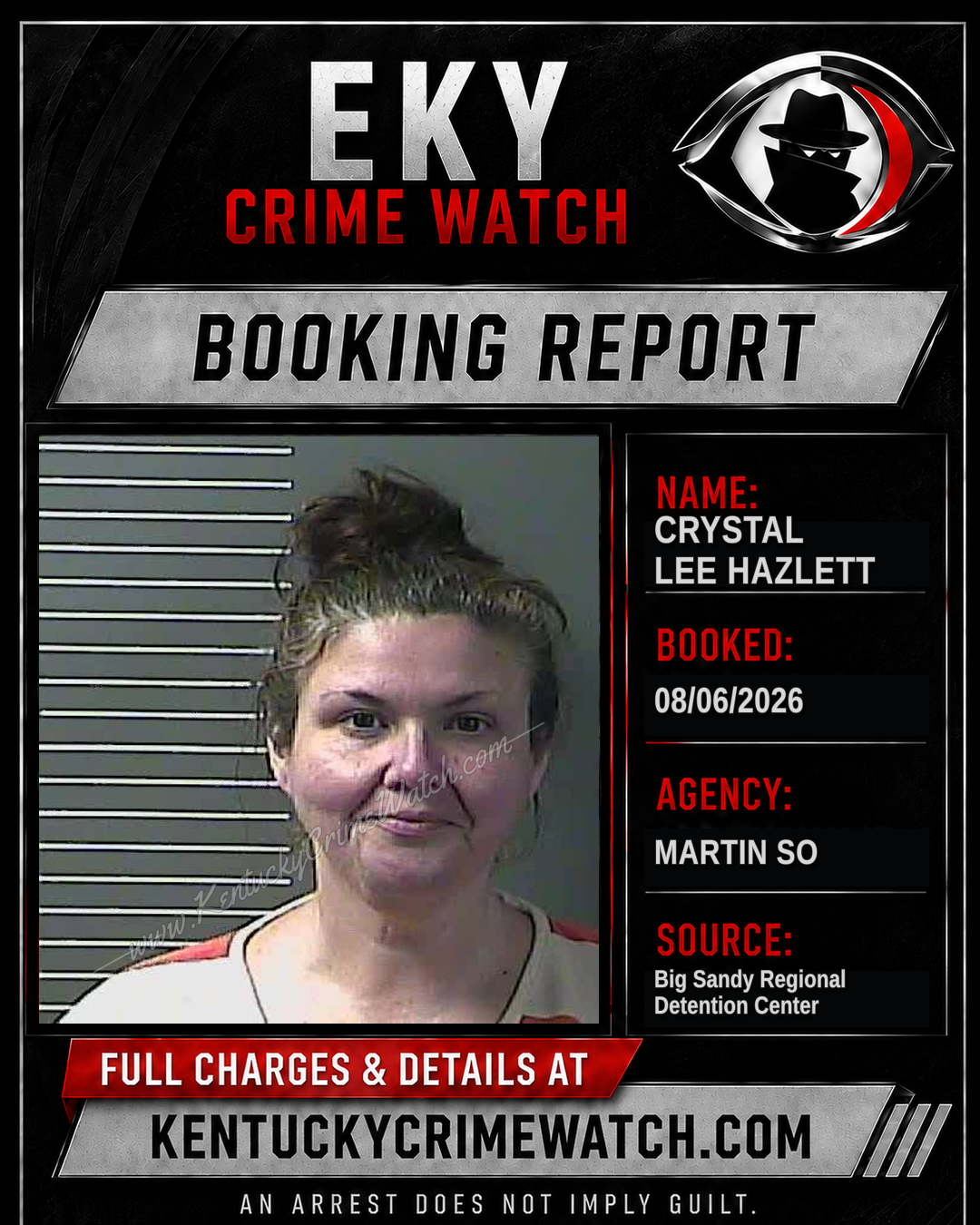 CRYSTAL LEE HAZLETT booking report card