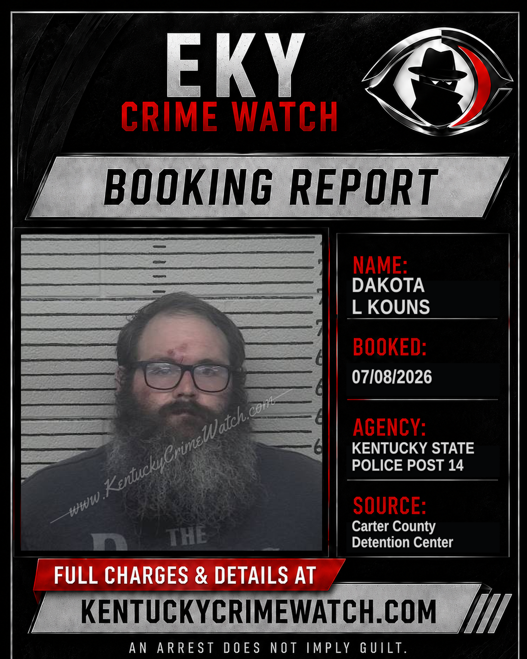 DAKOTA L KOUNS booking report card