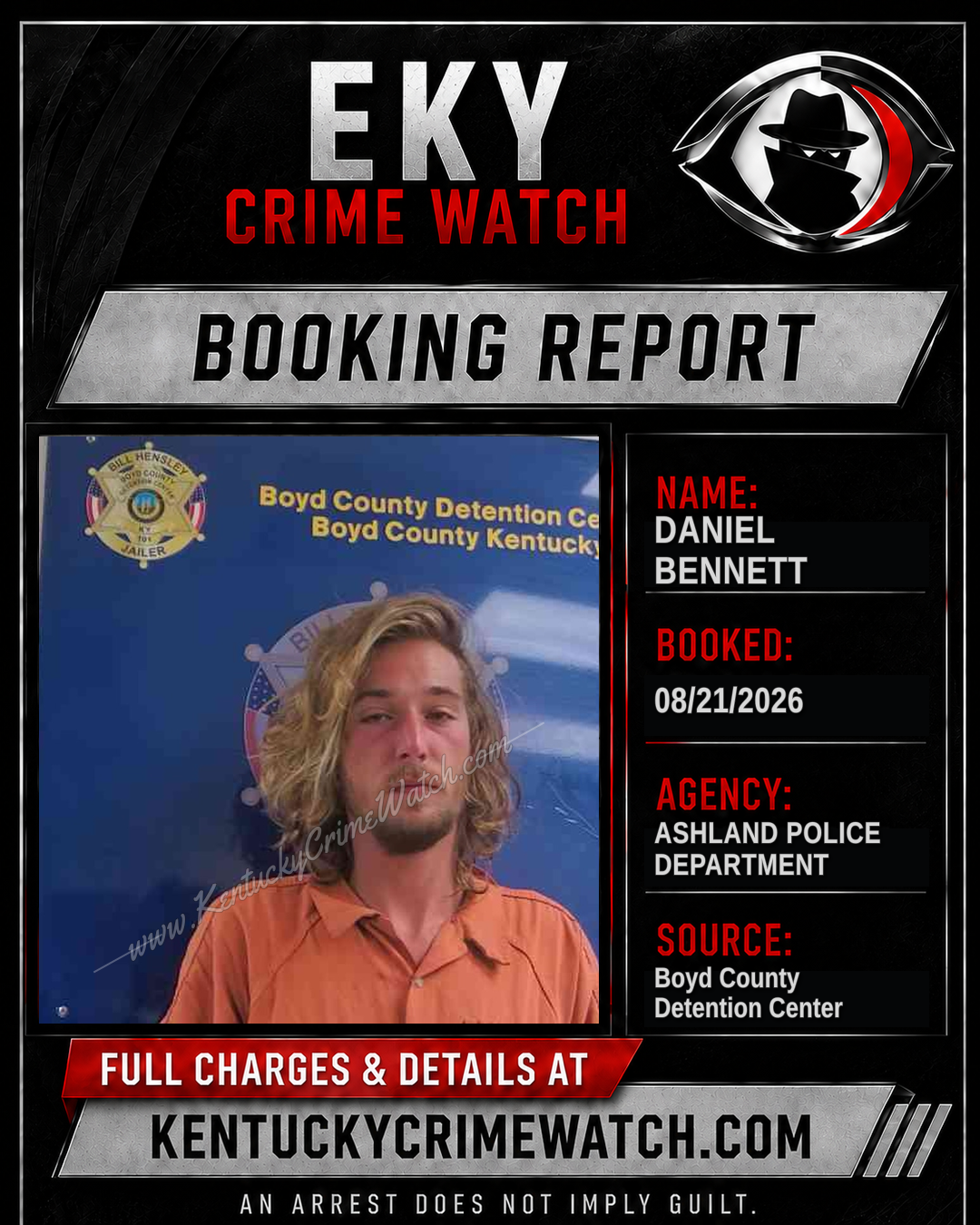 DANIEL BENNETT booking report card