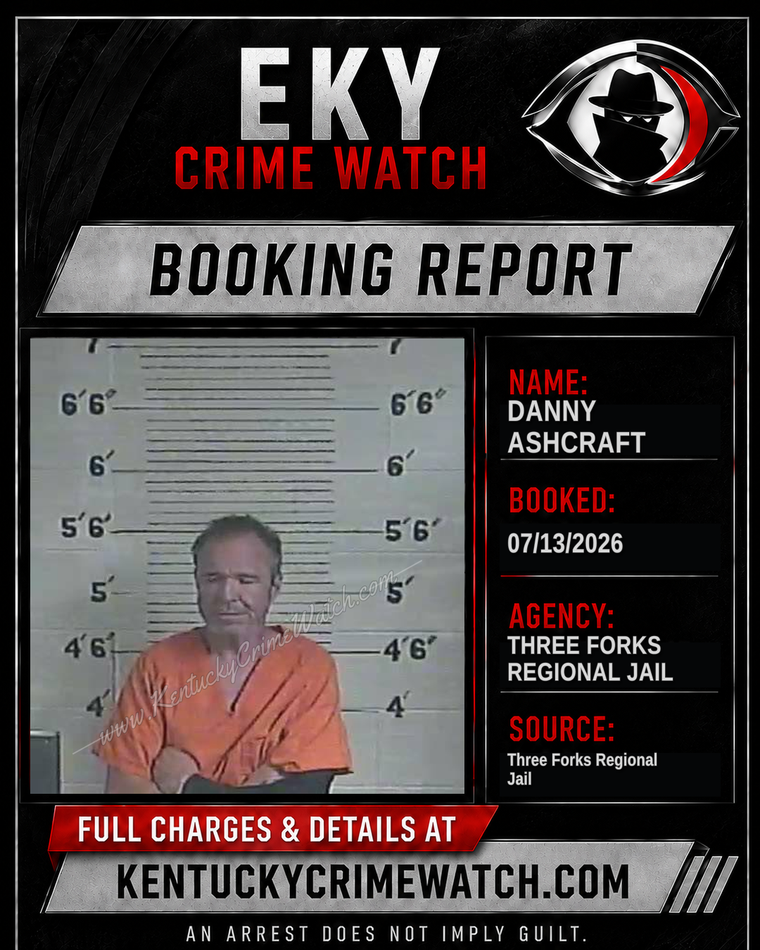 Danny Ashcraft booking report card