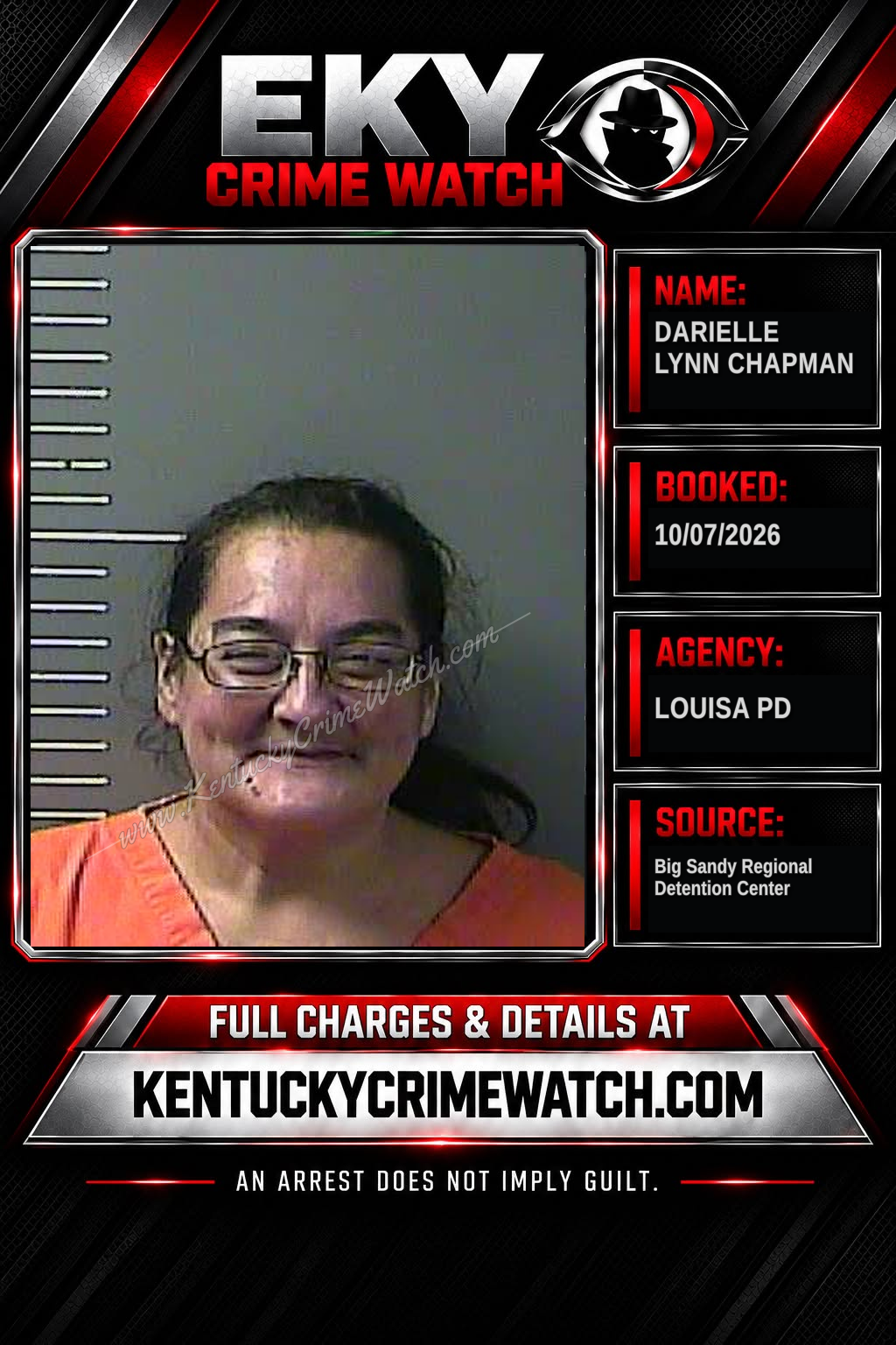 DARIELLE LYNN CHAPMAN booking report card