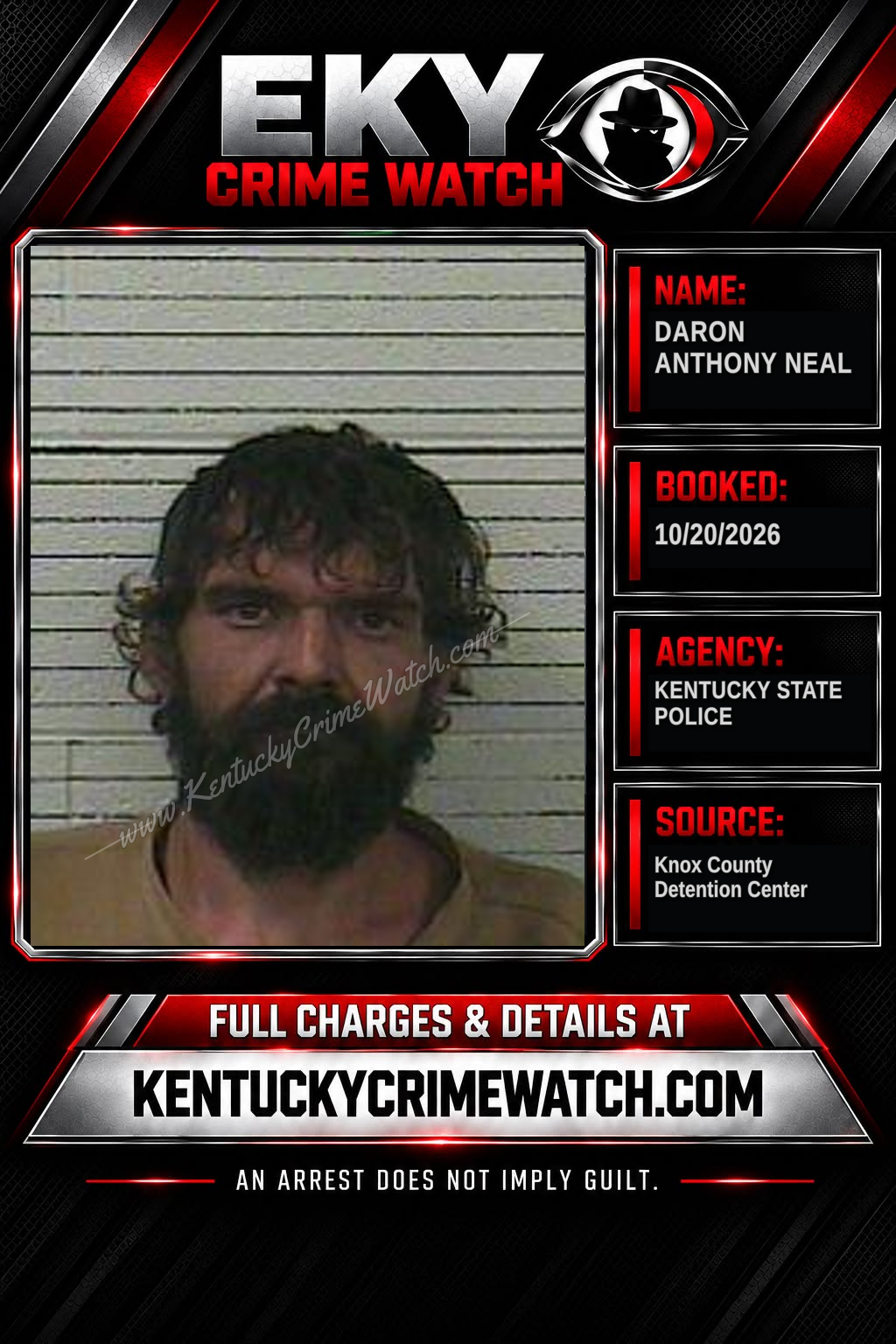 DARON ANTHONY NEAL booking report card