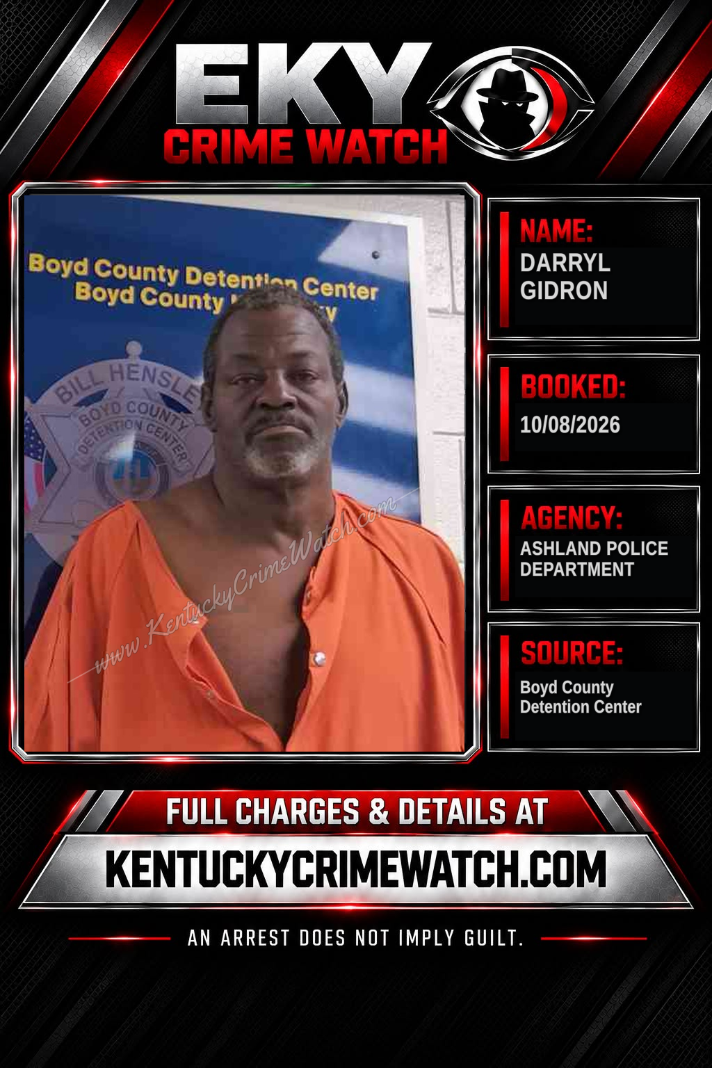 DARRYL GIDRON booking report card