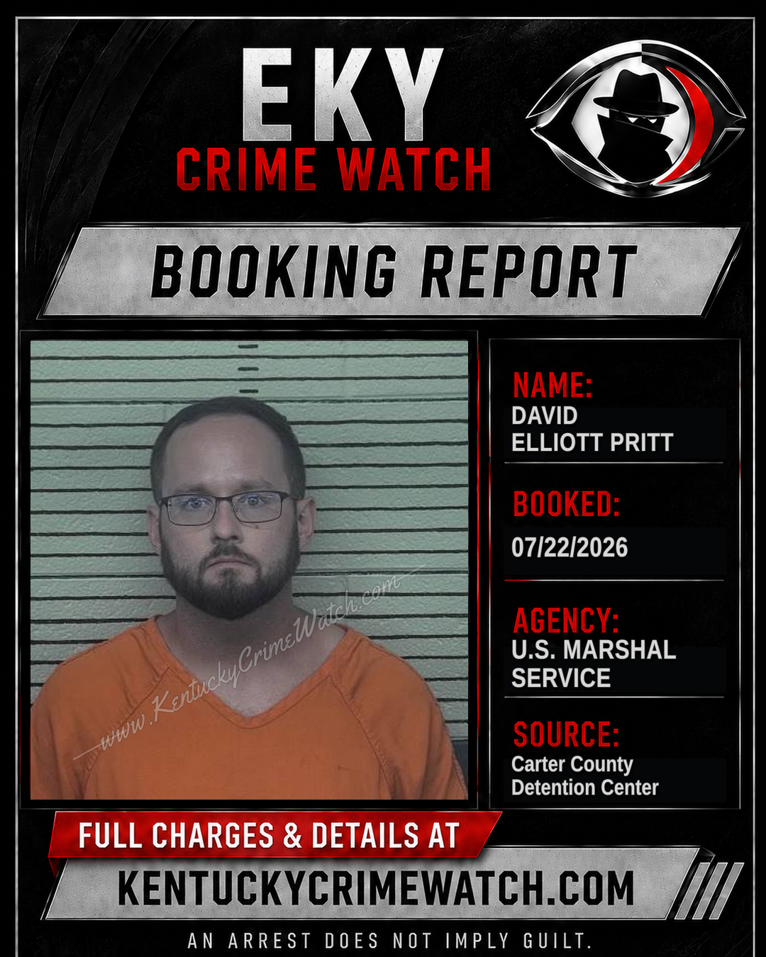 DAVID ELLIOTT PRITT booking report card
