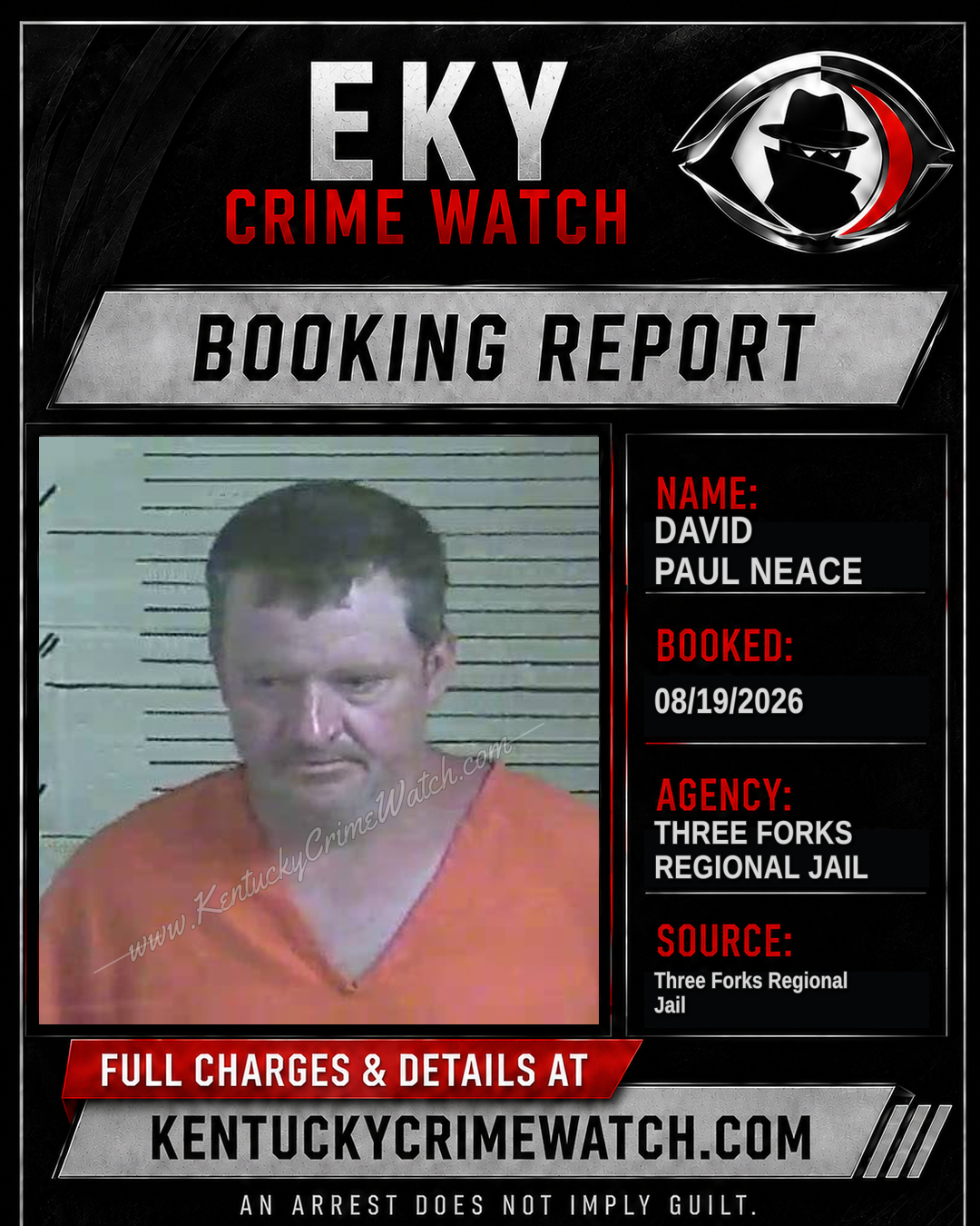David Paul Neace booking report card