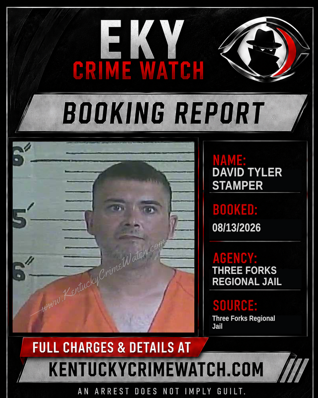 David Tyler Stamper booking report card