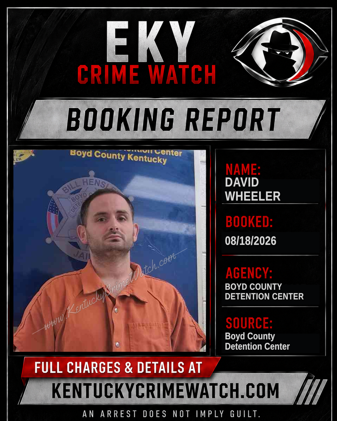DAVID WHEELER booking report card