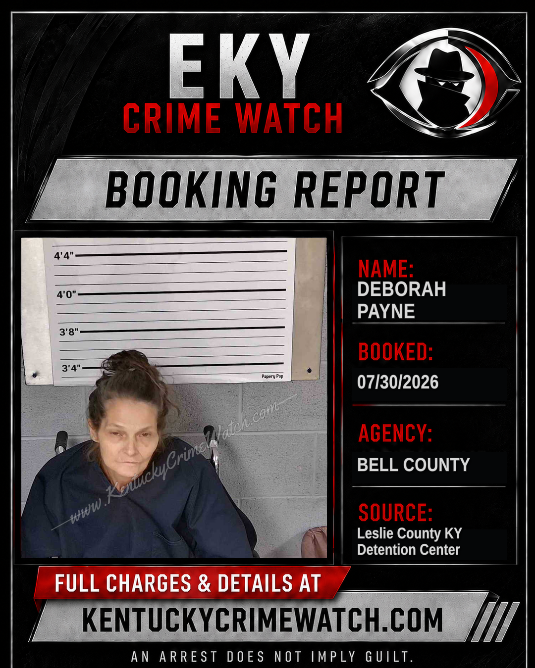DEBORAH PAYNE booking report card