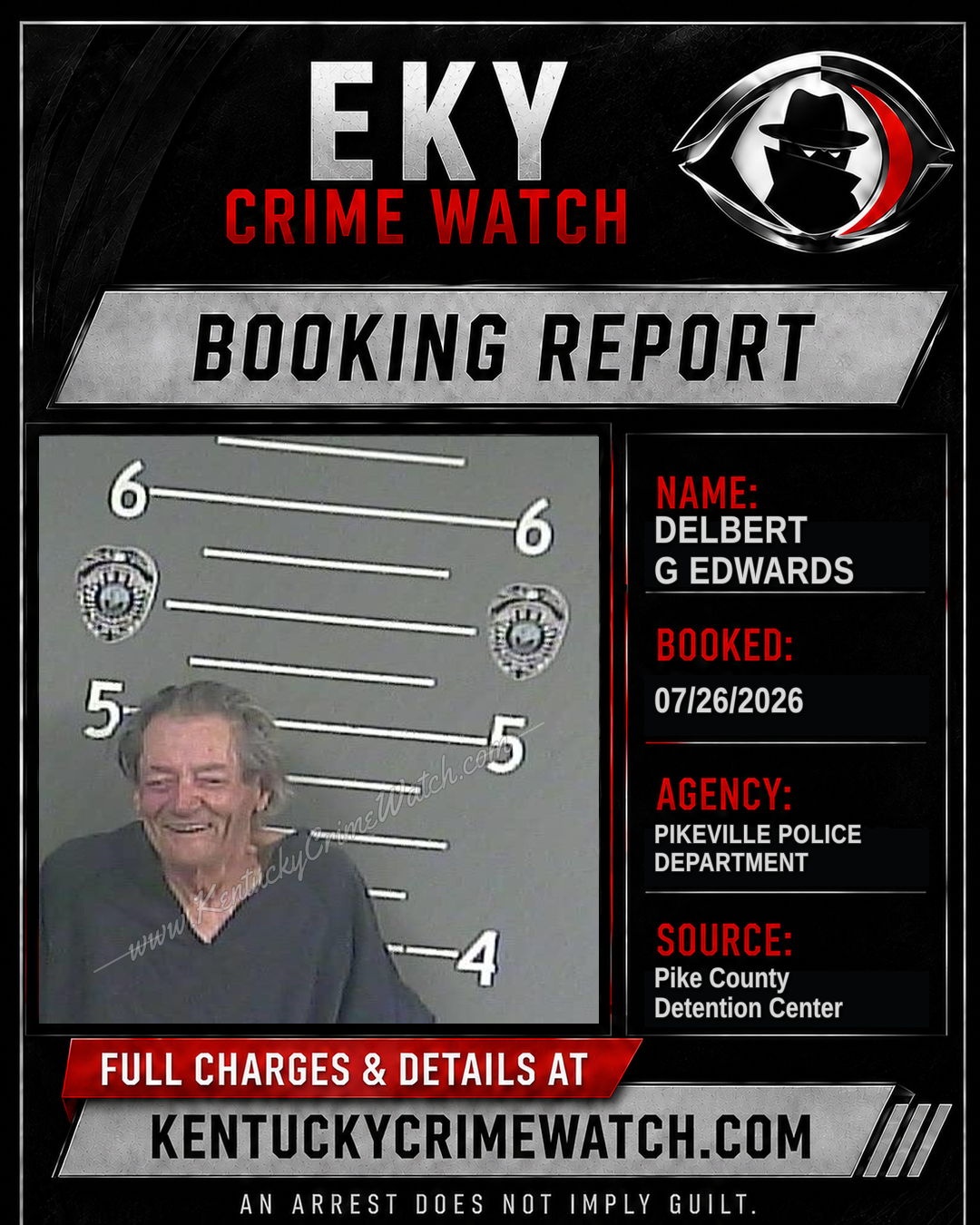 DELBERT G EDWARDS booking report card