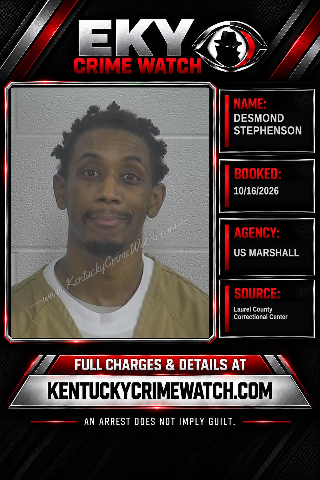 DESMOND STEPHENSON booking report card