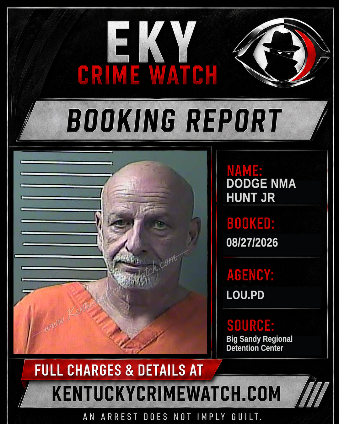 DODGE NMA HUNT JR booking report card