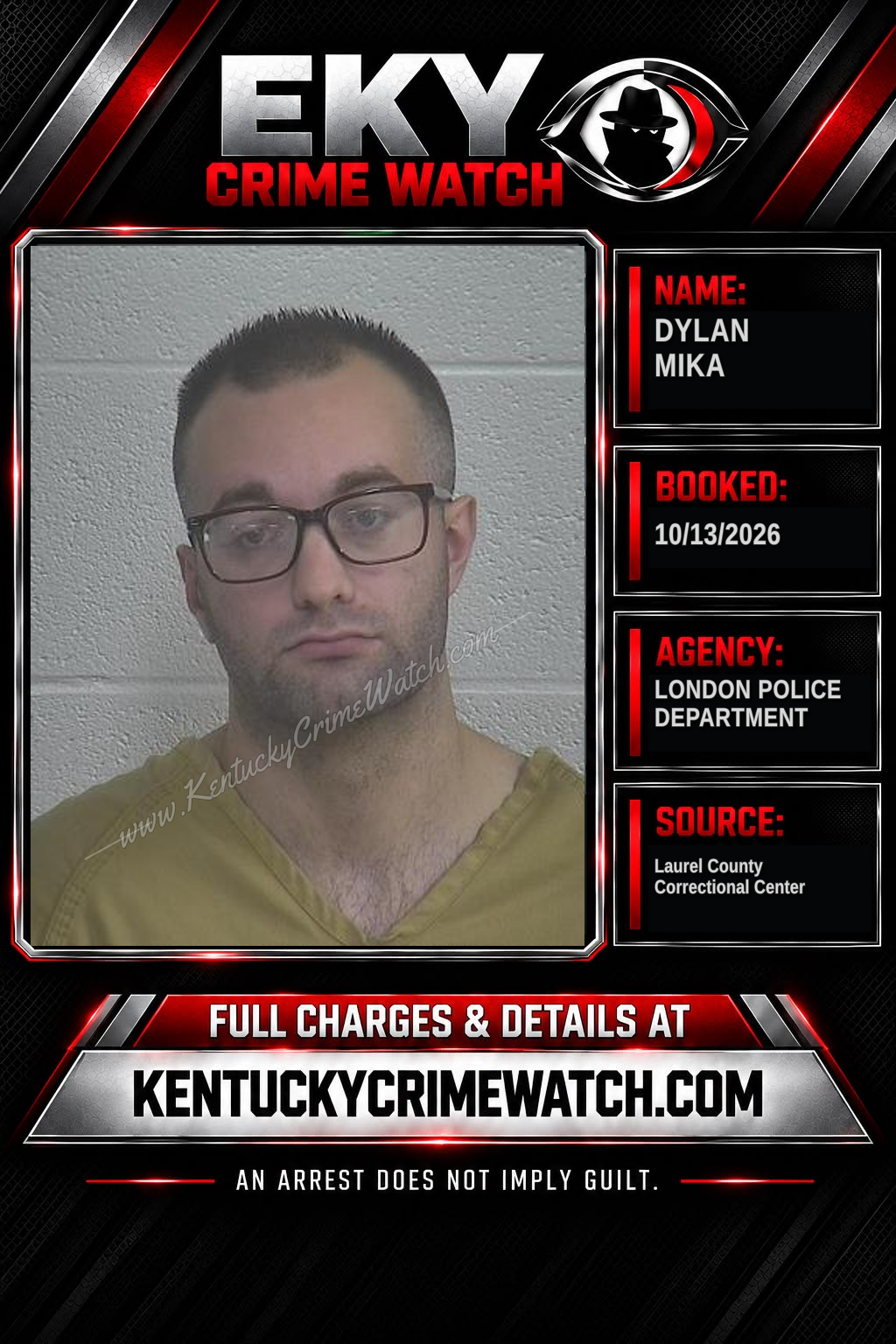DYLAN MIKA booking report card
