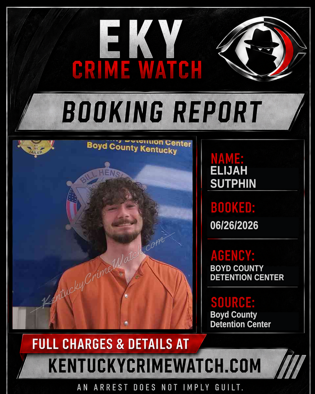 ELIJAH SUTPHIN booking report card