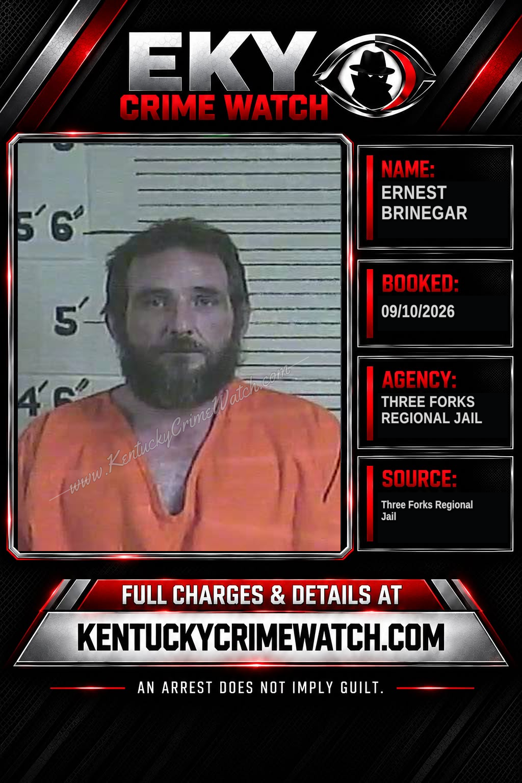 Ernest Brinegar booking report card