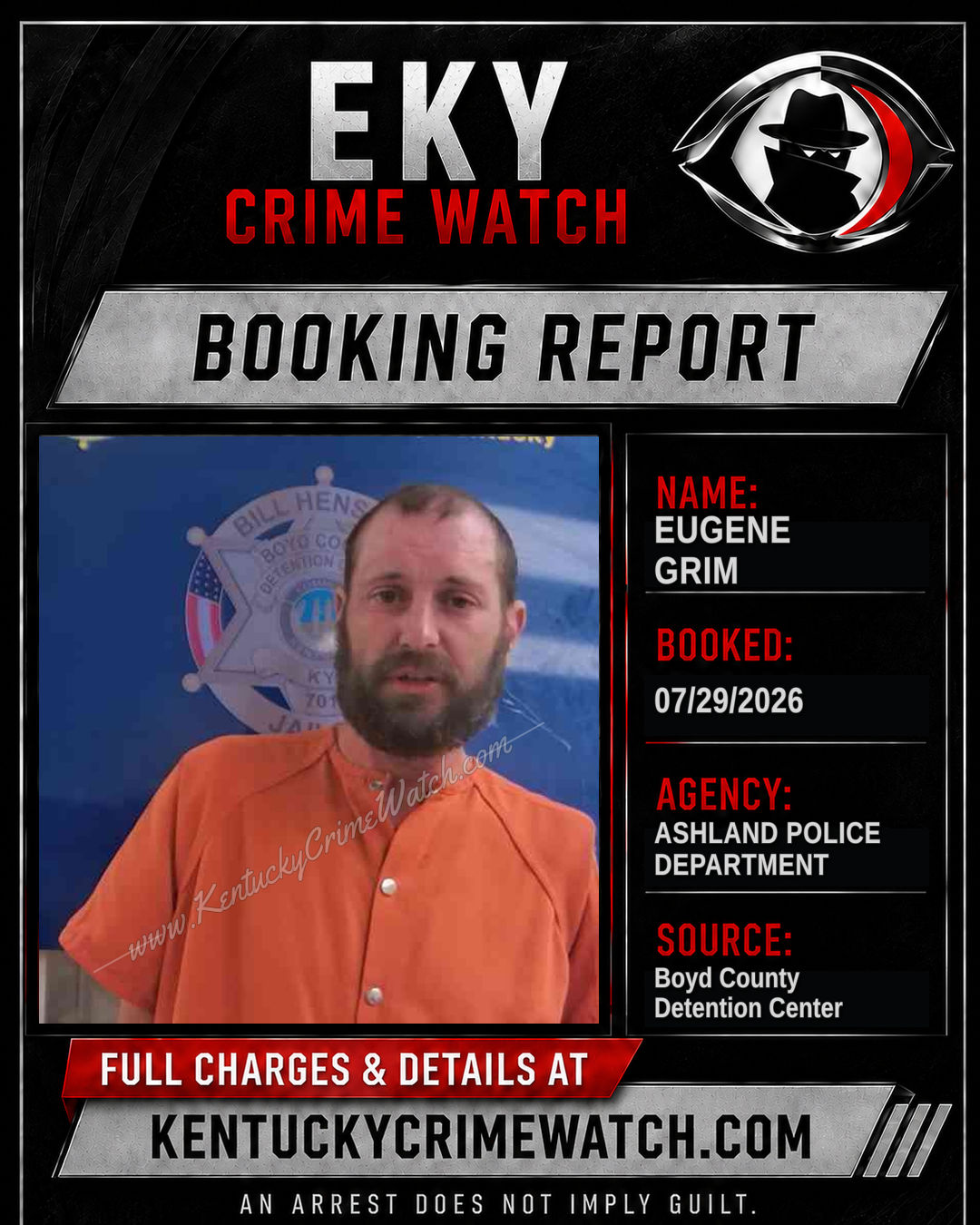 EUGENE GRIM booking report card
