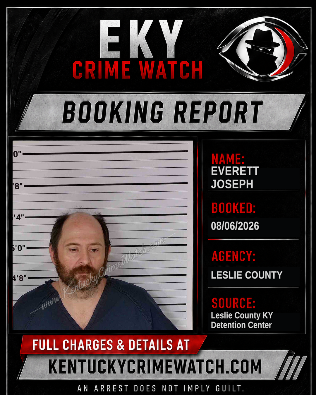 EVERETT JOSEPH booking report card
