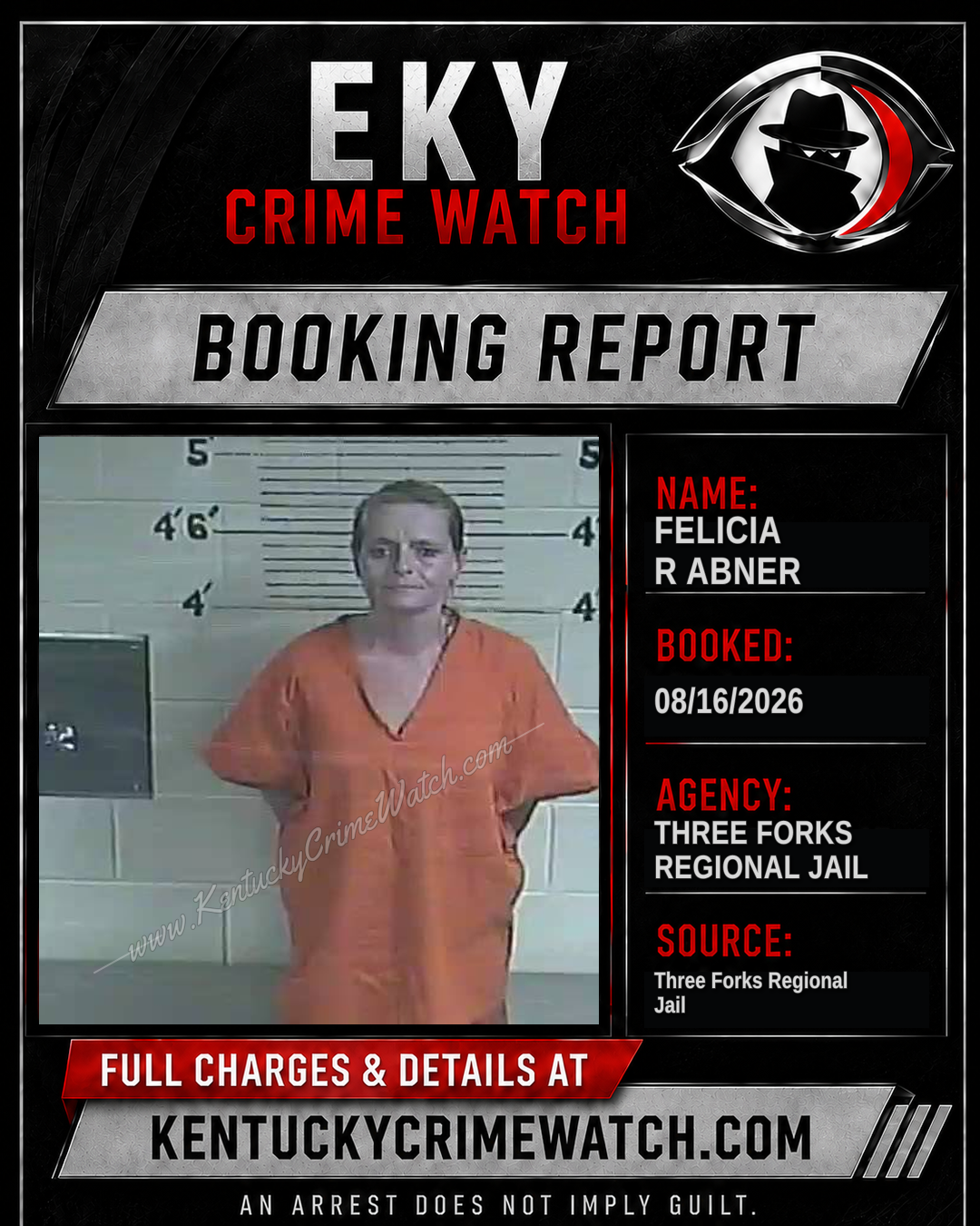 Felicia R Abner booking report card