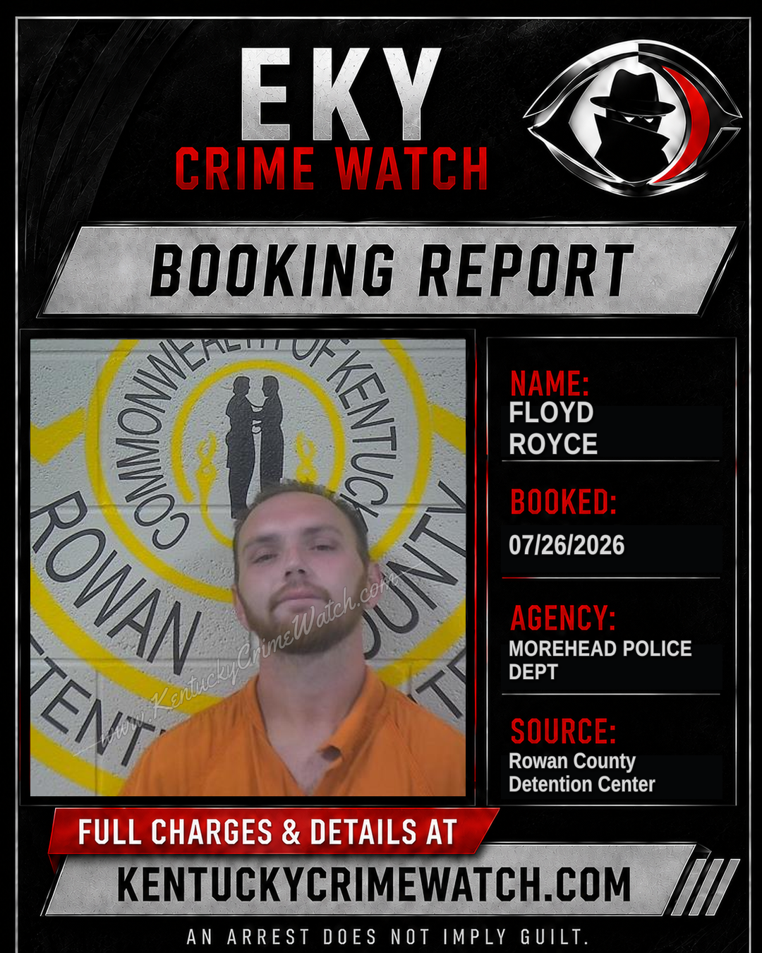 FLOYD ROYCE booking report card