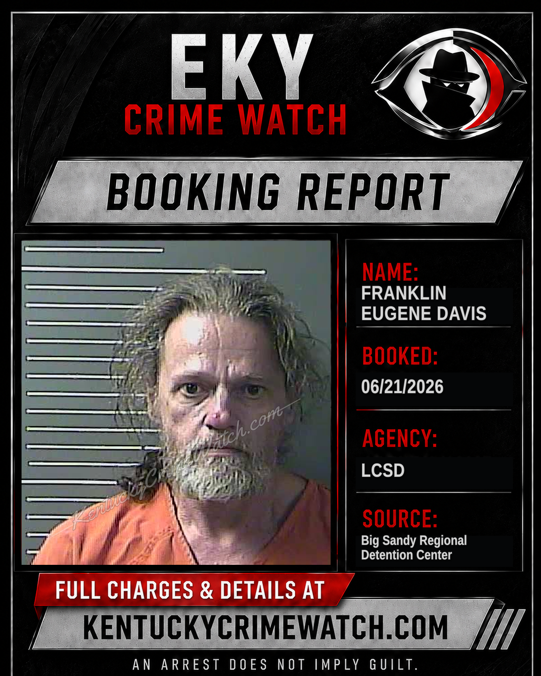 FRANKLIN EUGENE DAVIS booking report card