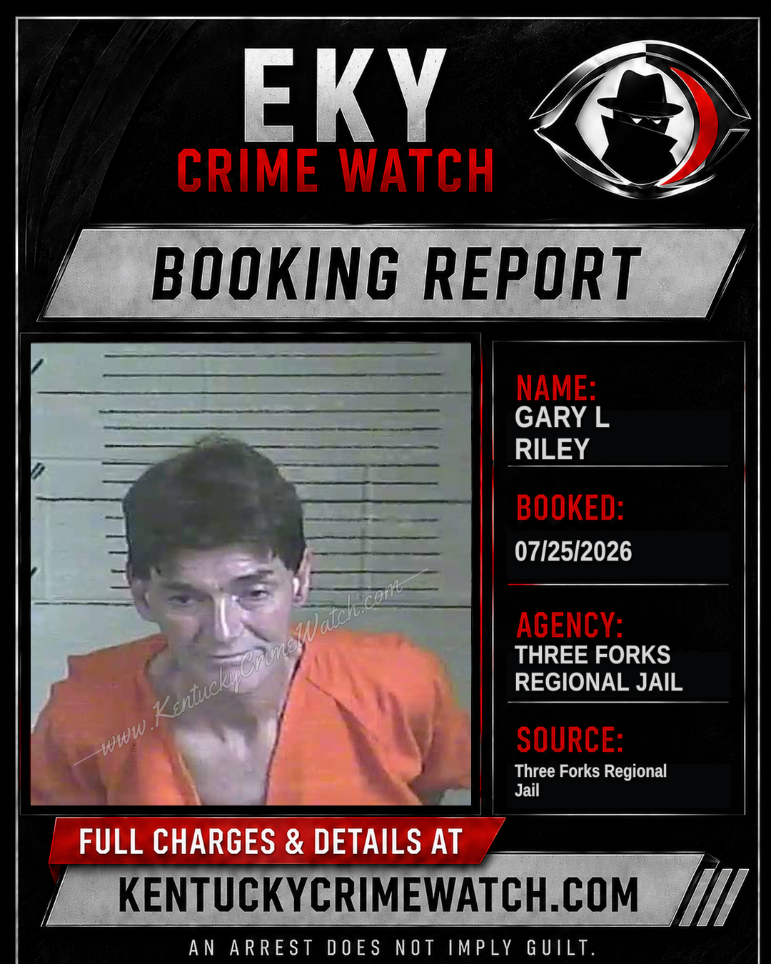 Gary L Riley booking report card