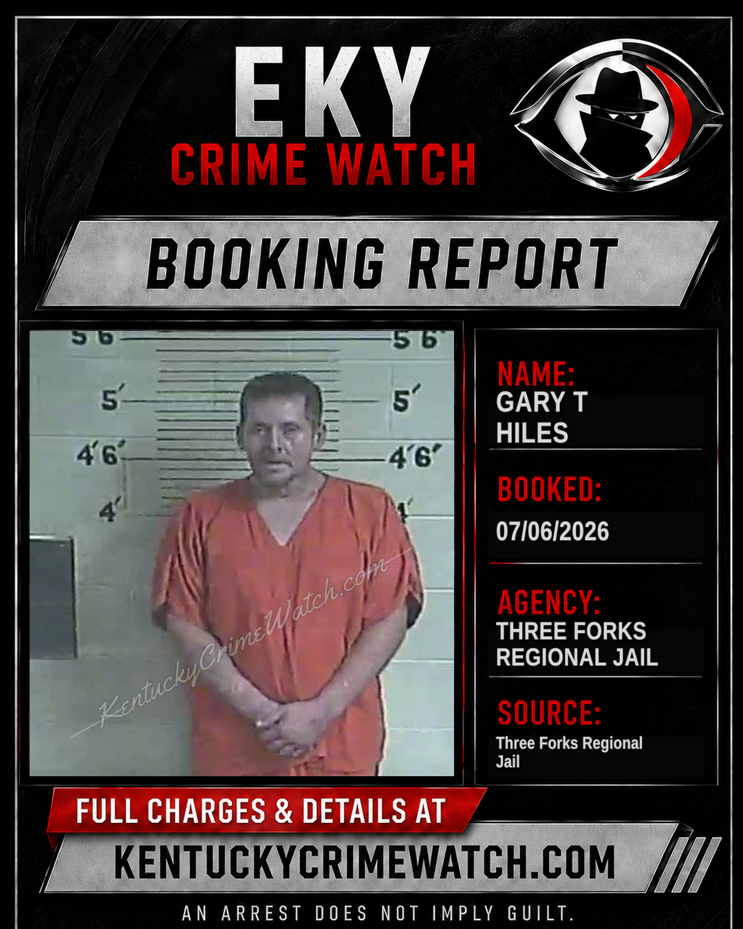 Gary T Hiles booking report card