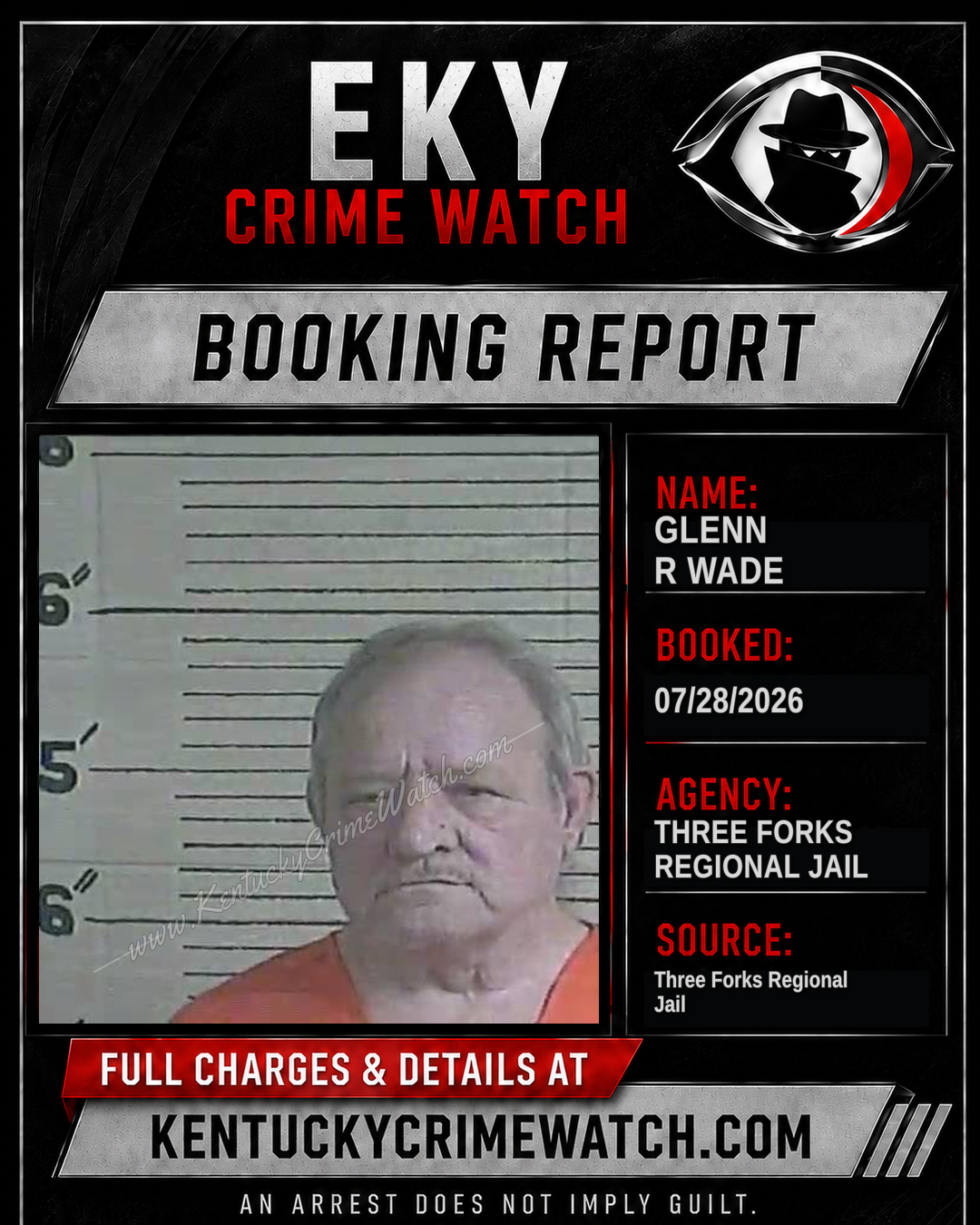 Glenn R Wade booking report card