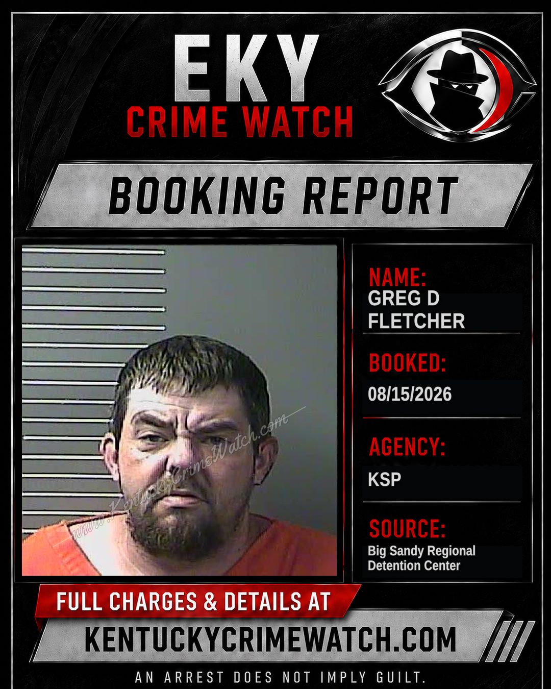 GREG D FLETCHER booking report card