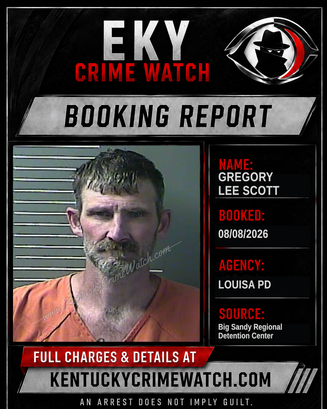 GREGORY LEE SCOTT booking report card