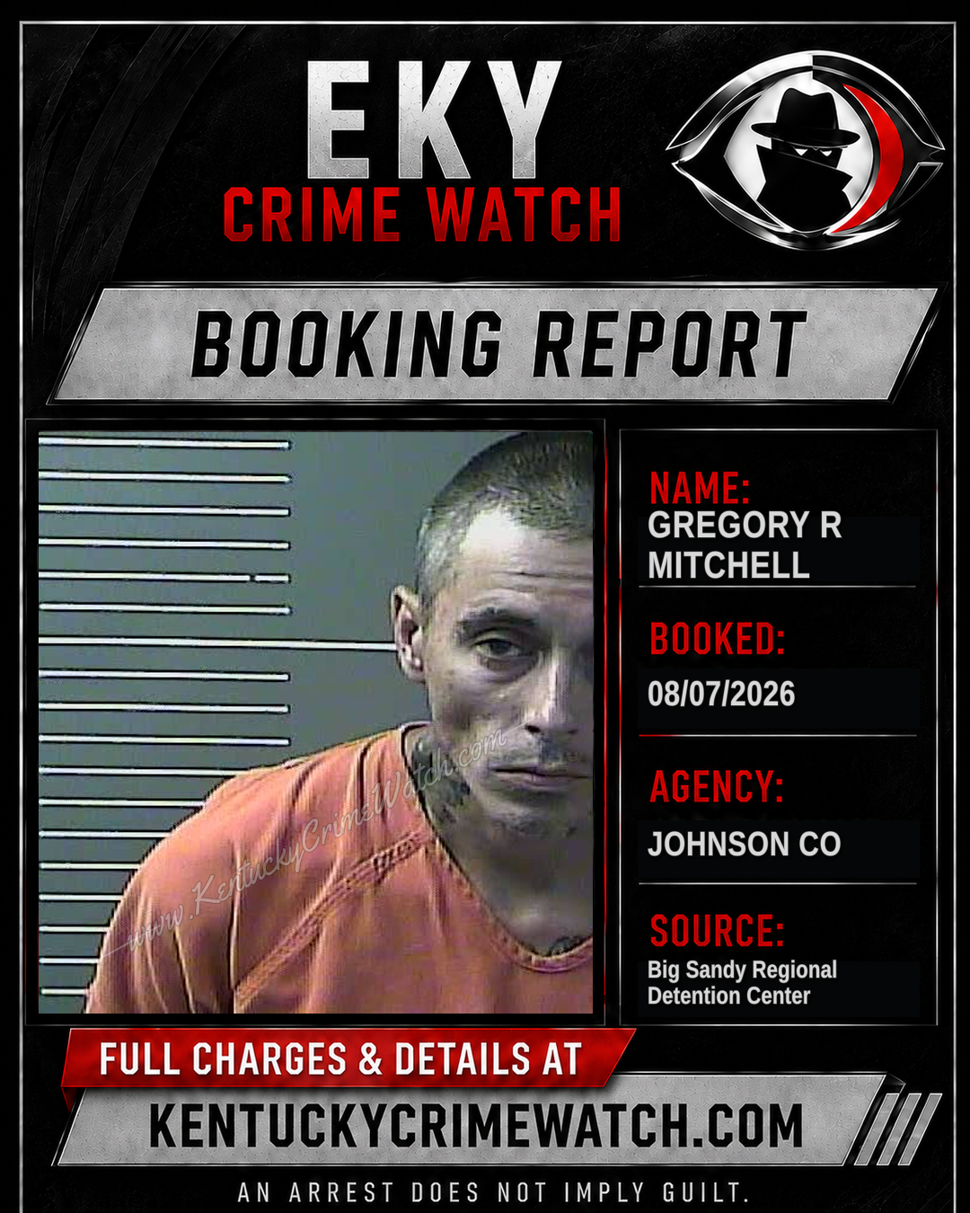 GREGORY R MITCHELL booking report card