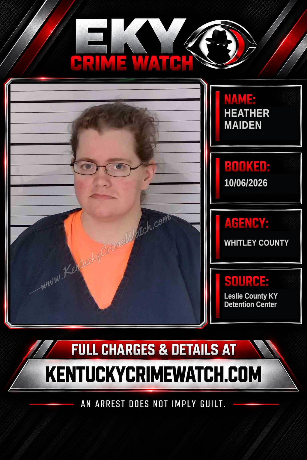 HEATHER MAIDEN booking report card