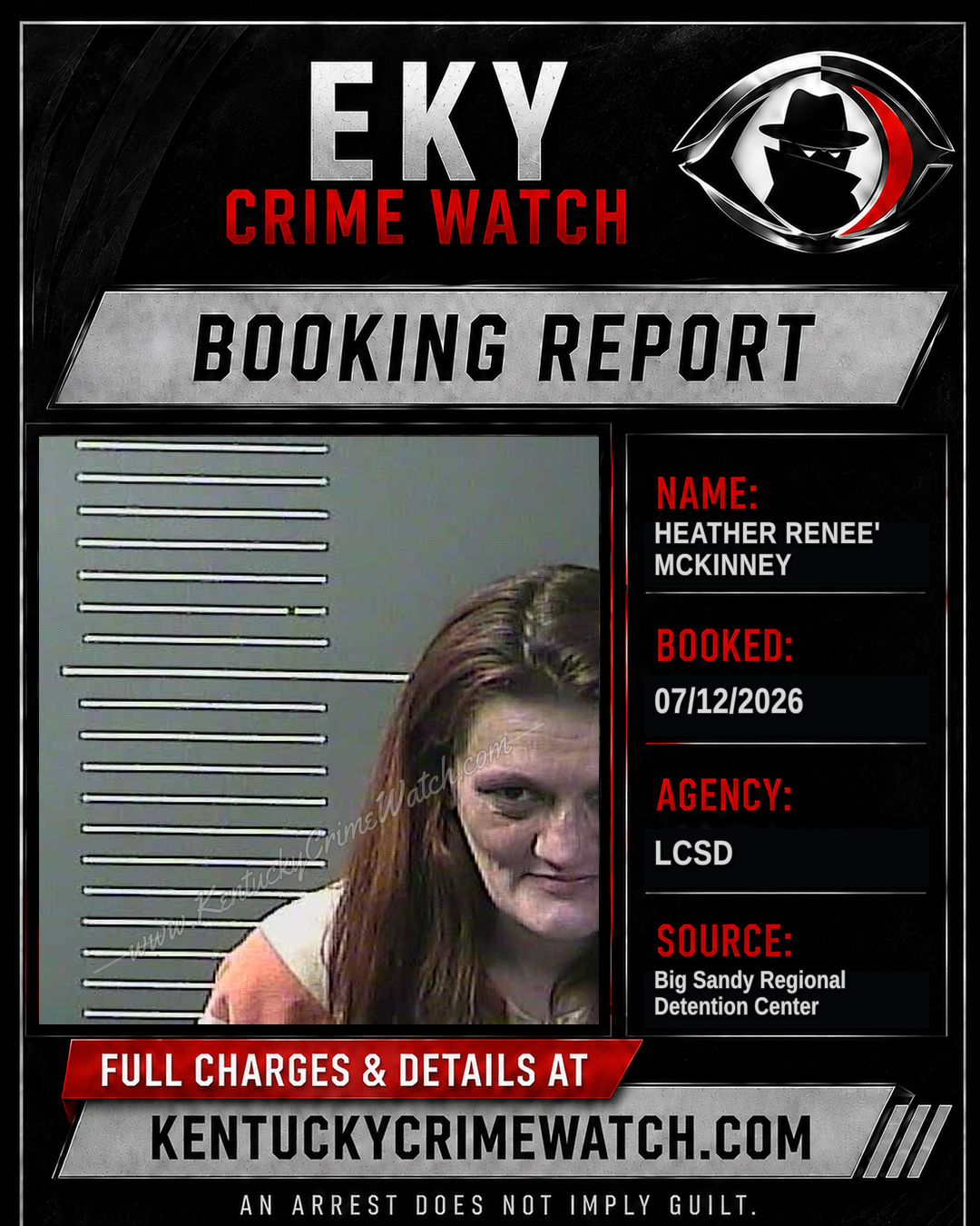 HEATHER RENEE' MCKINNEY booking report card