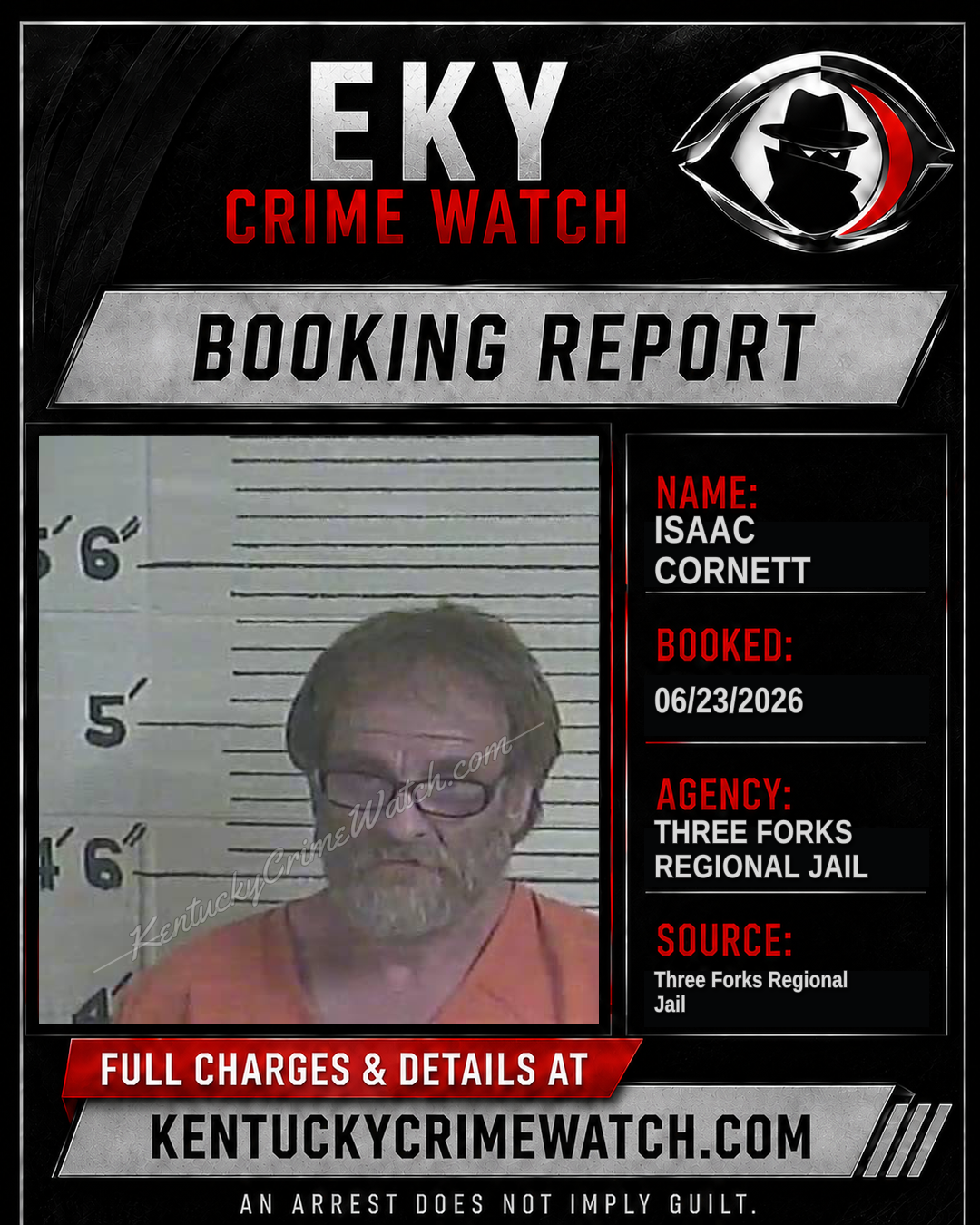 Isaac Cornett booking report card