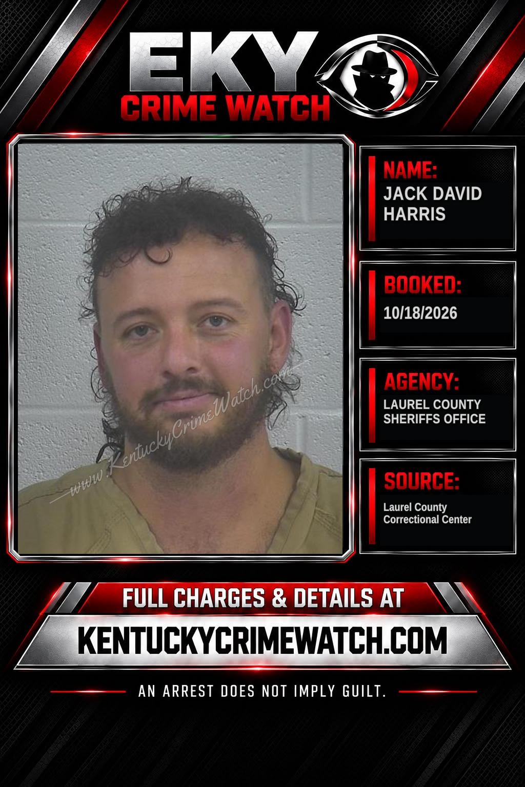 JACK DAVID HARRIS booking report card