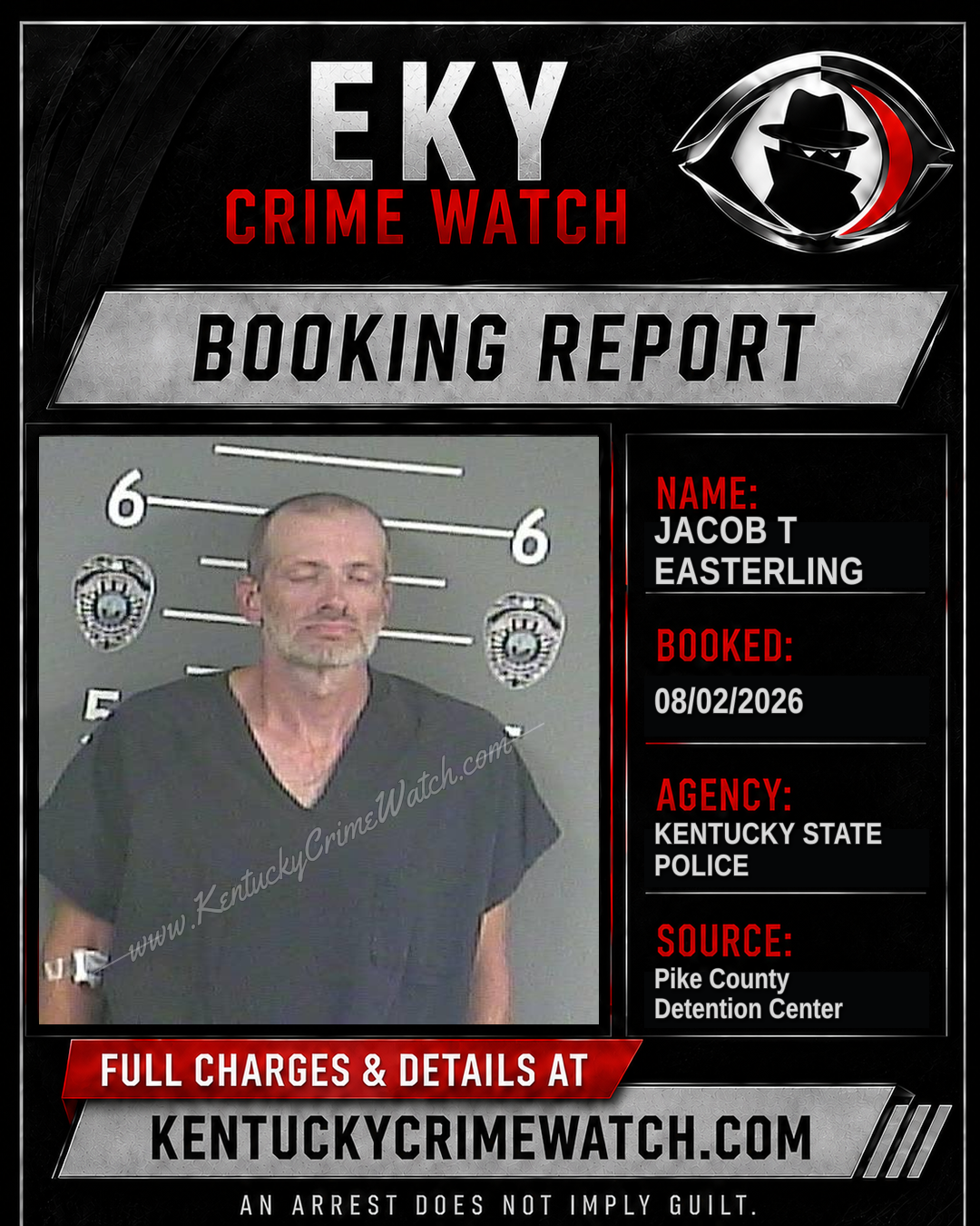 JACOB T EASTERLING booking report card