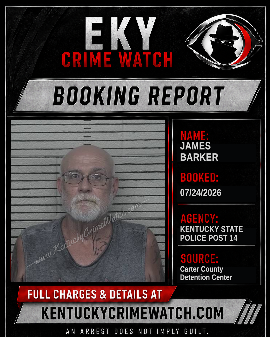 JAMES BARKER booking report card