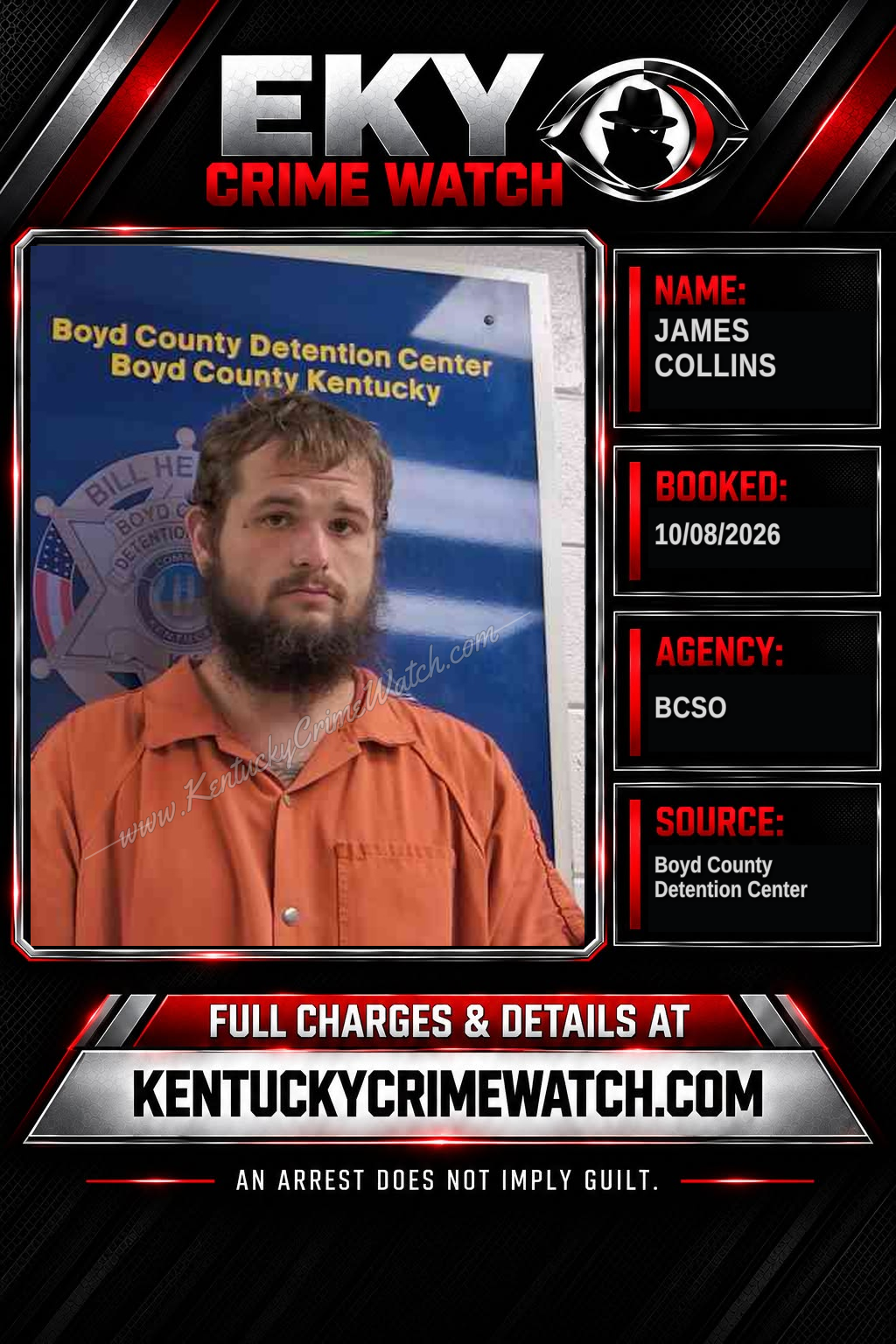 JAMES COLLINS booking report card