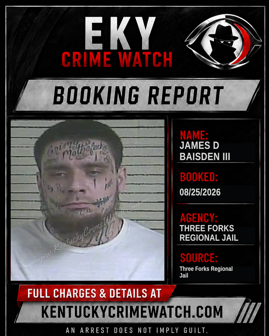 James D Baisden III booking report card