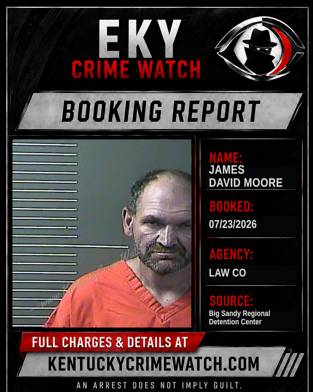 JAMES DAVID MOORE booking report card