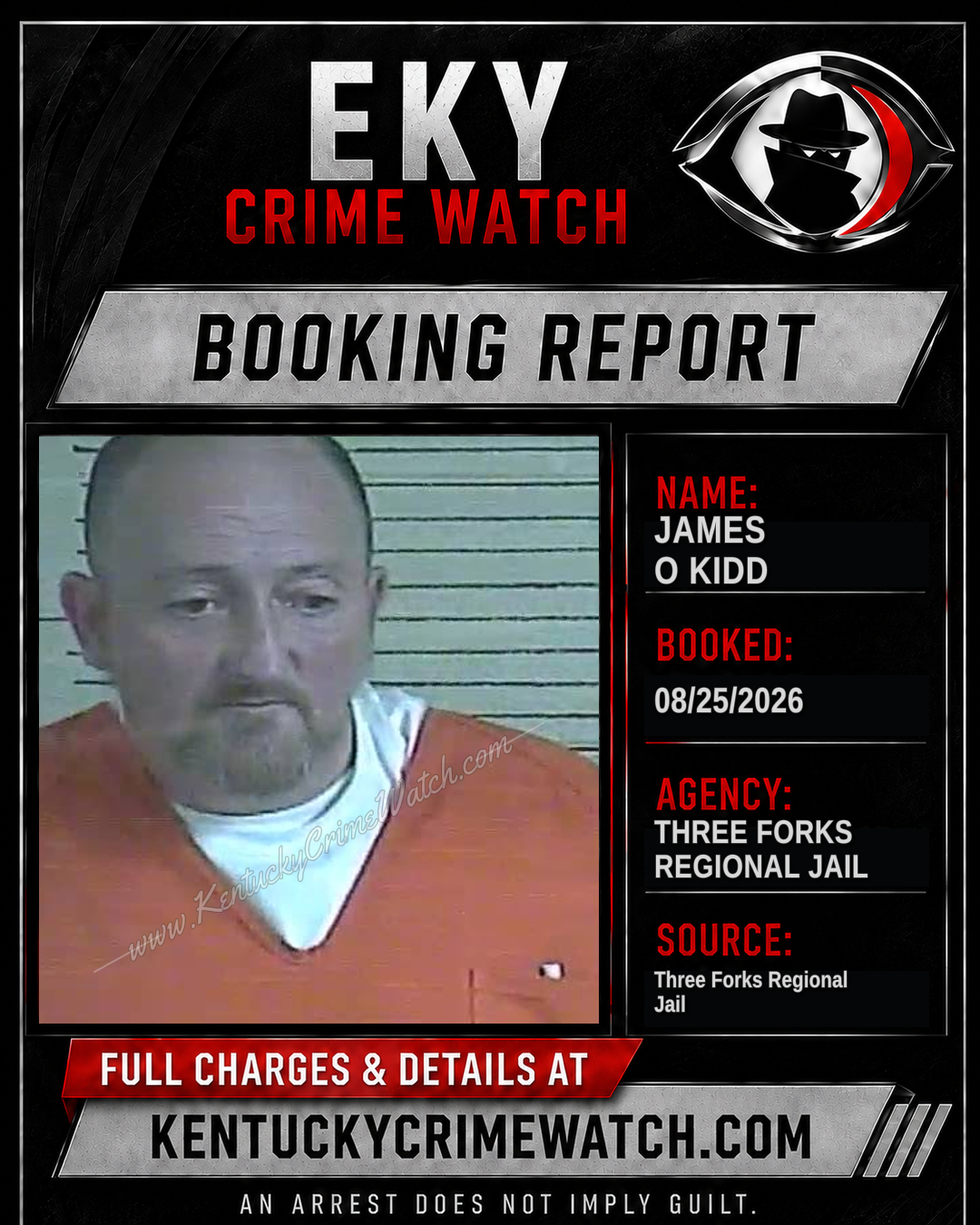 James O Kidd booking report card