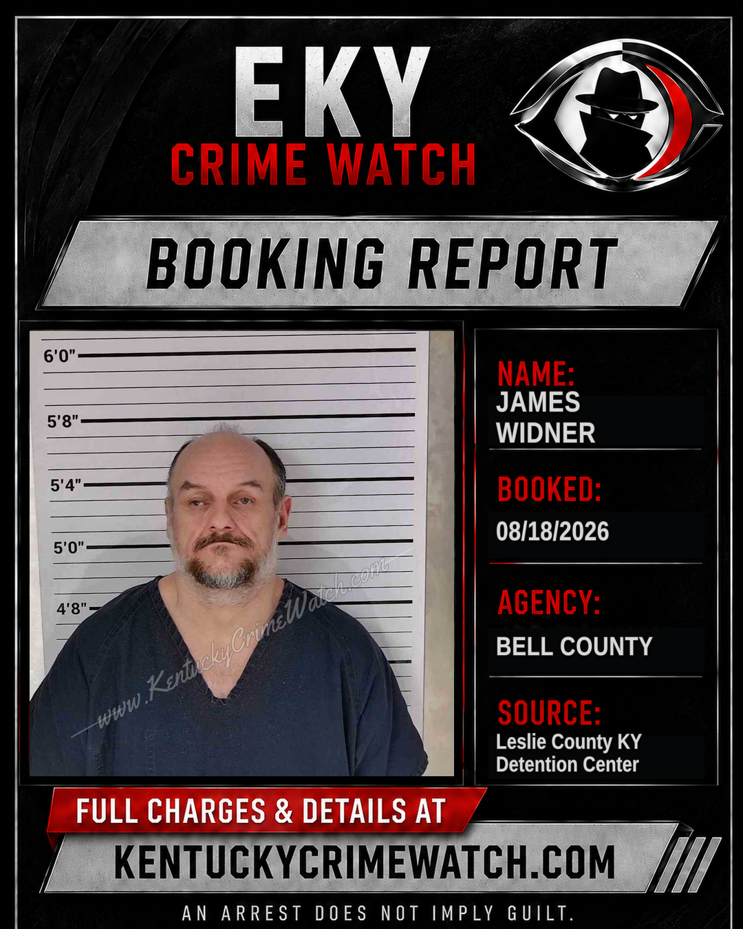 JAMES WIDNER booking report card