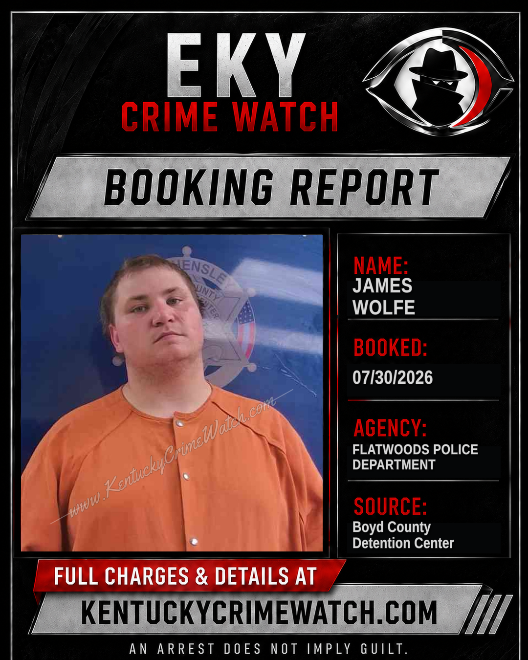 JAMES WOLFE booking report card