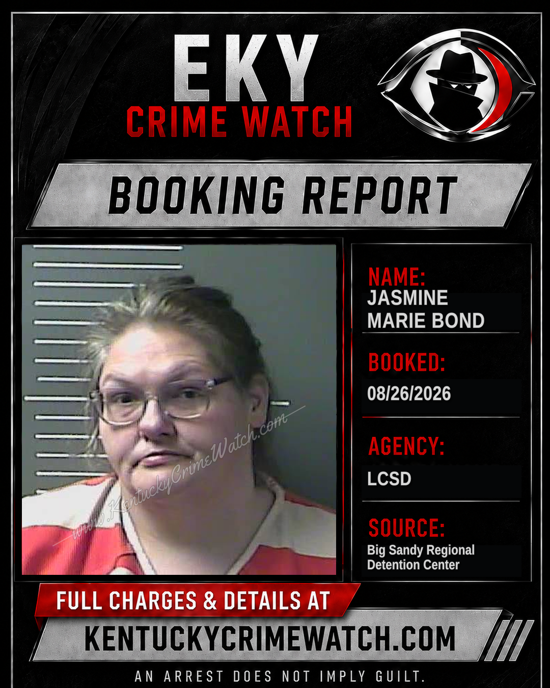 JASMINE MARIE BOND booking report card