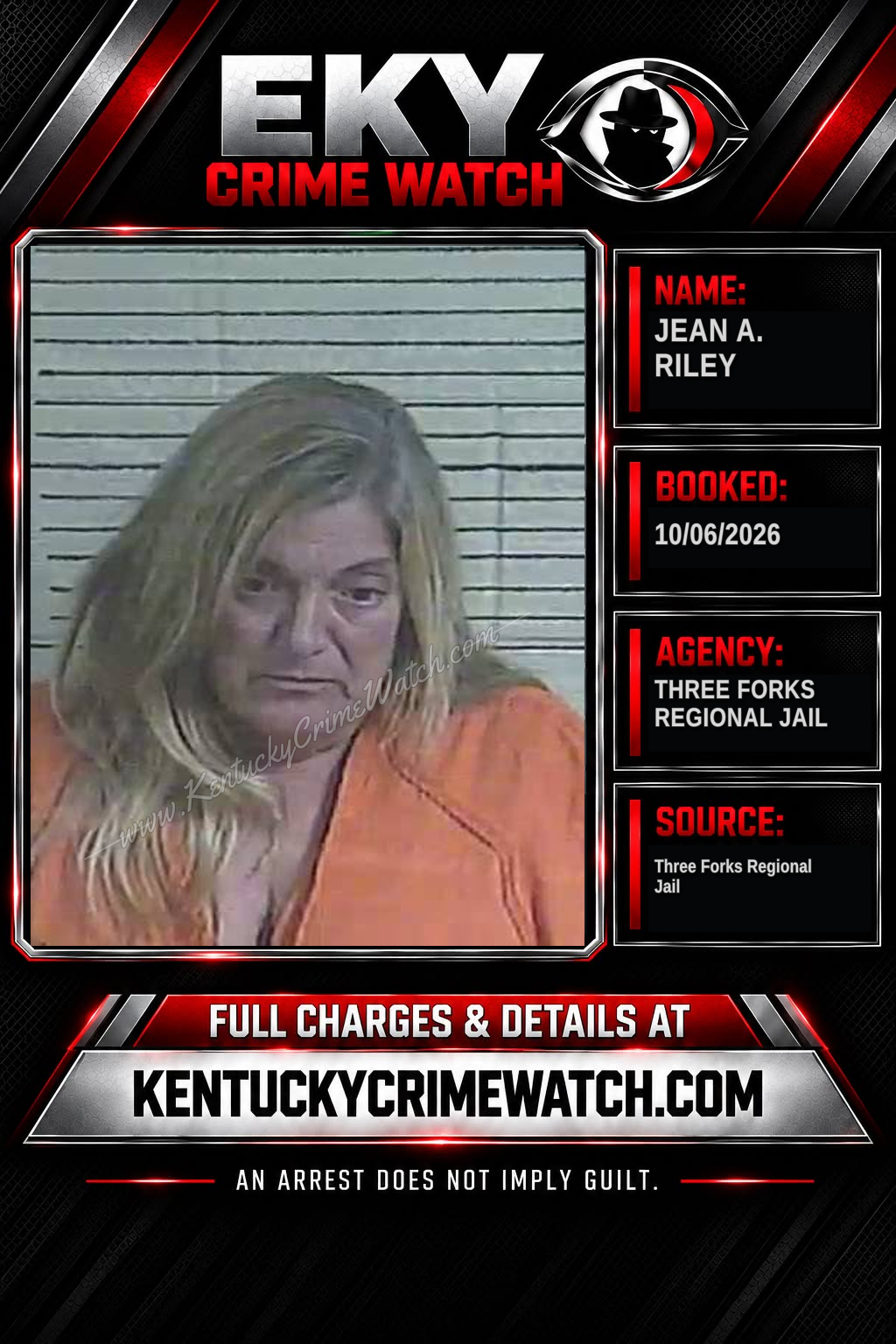 Jean A. Riley booking report card
