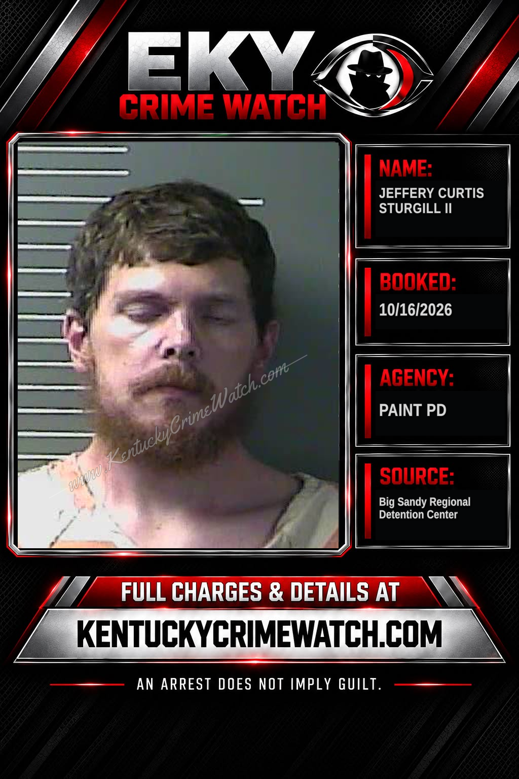 JEFFERY Curtis STURGILL II booking report card