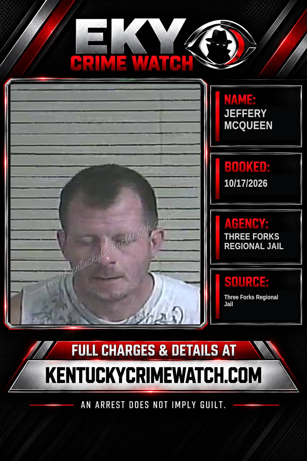 Jeffery McQueen booking report card