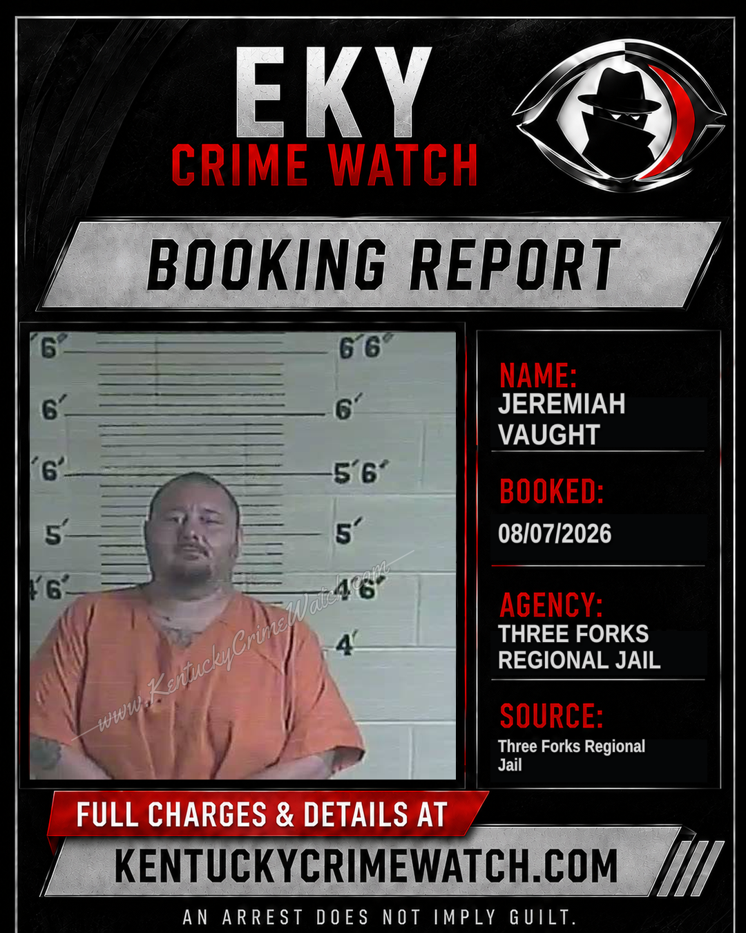 Jeremiah Vaught booking report card