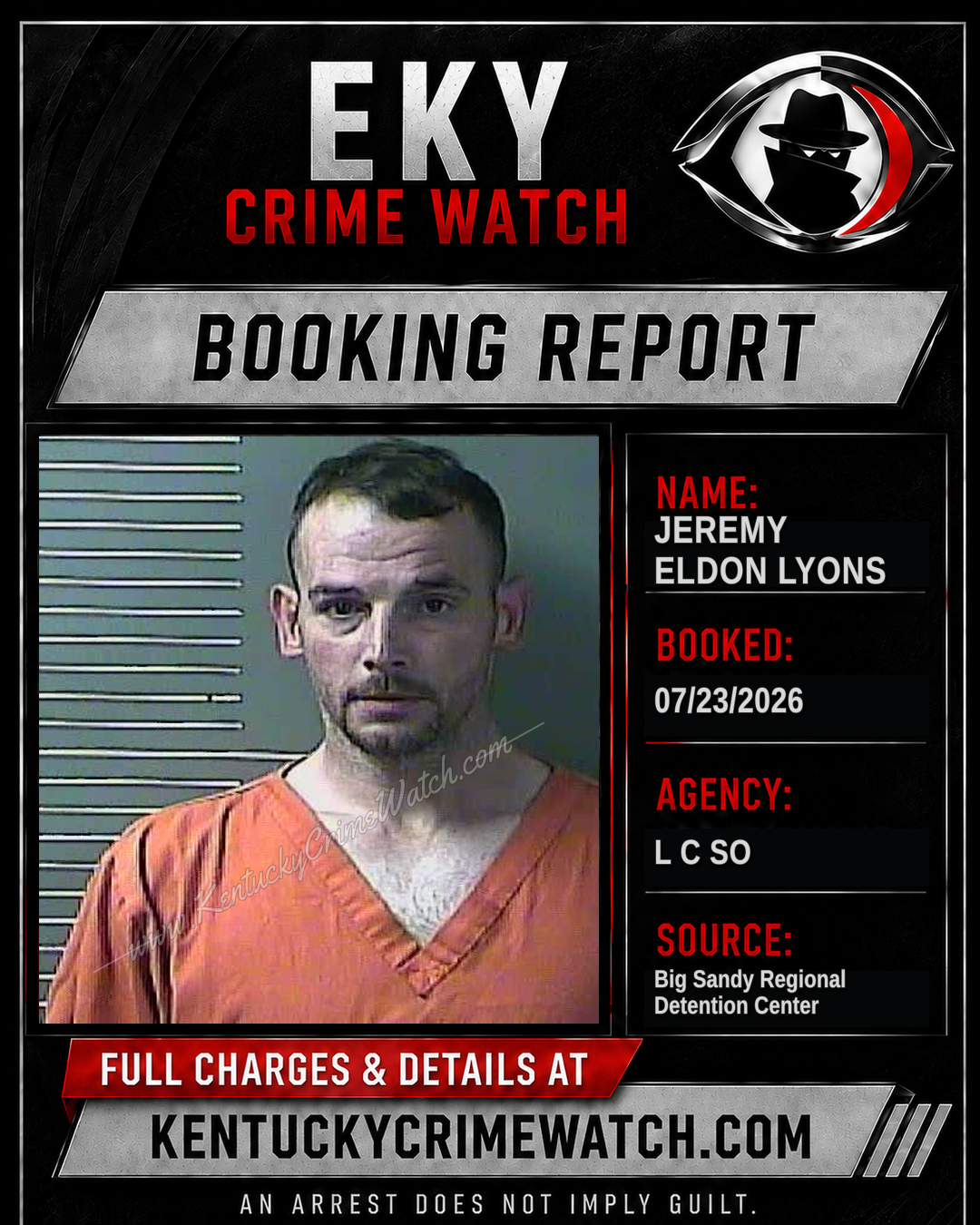 JEREMY ELDON LYONS booking report card