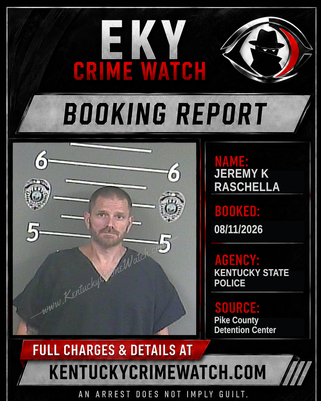 JEREMY K RASCHELLA booking report card
