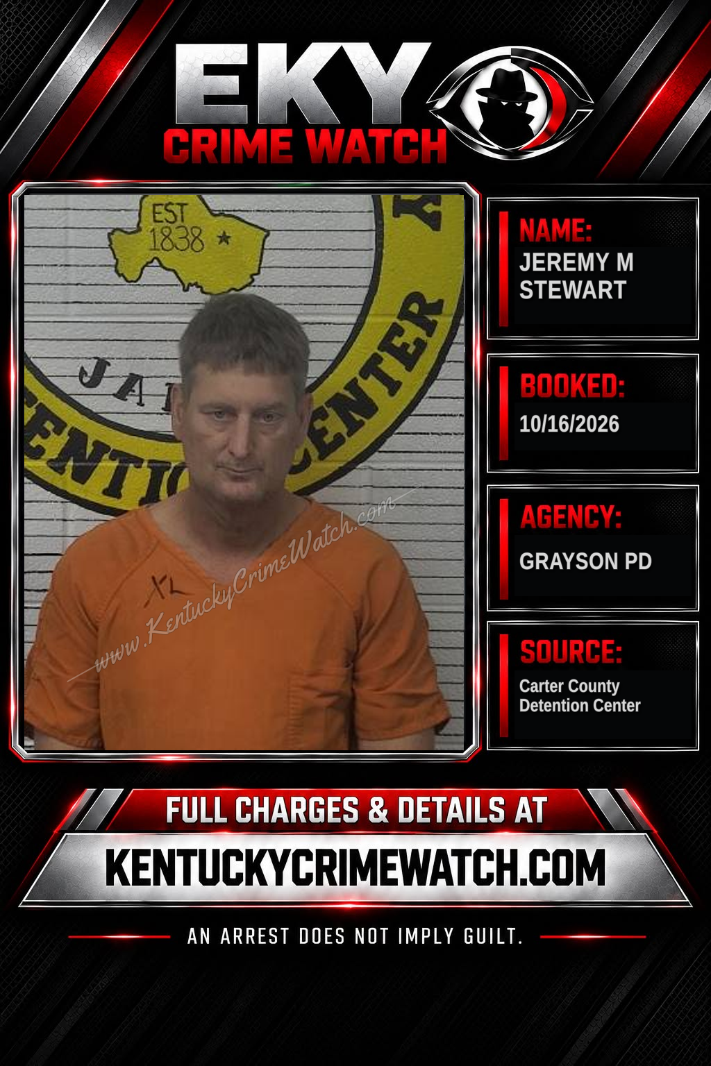 JEREMY M STEWART booking report card
